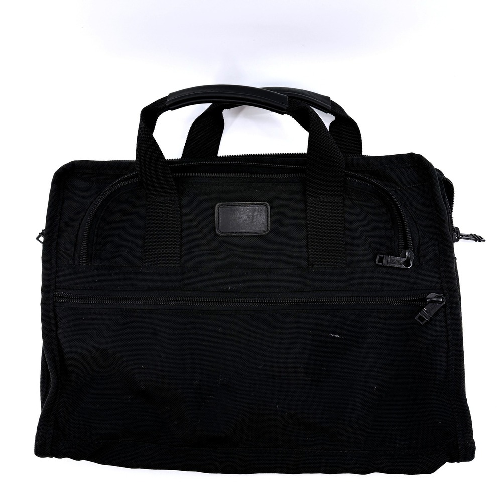 Tumi Black Nylon Expandable‎ Laptop Briefcase Messenger Bag Travel Vacation Gift - Picture 2 of 14